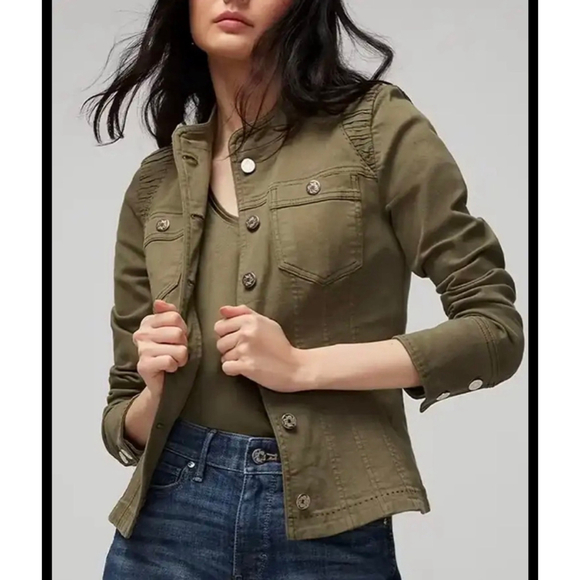 White House Black Market Jackets & Blazers - White House Black Market Corset Olive Green Seamed Pret Jacket-EUC